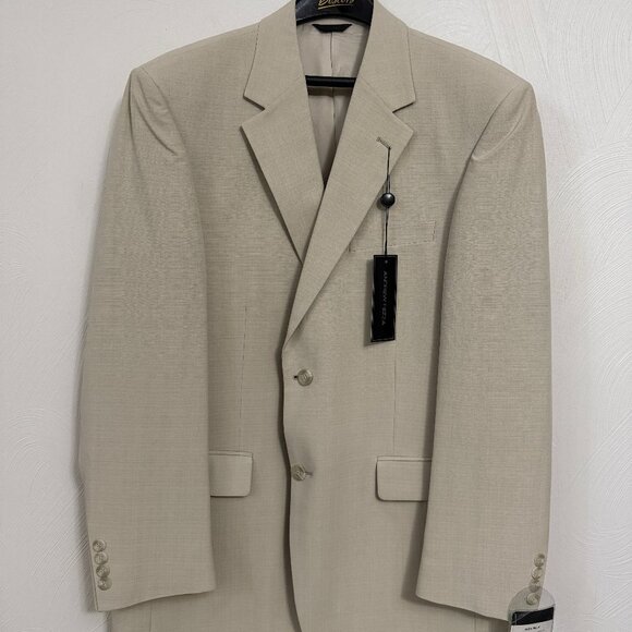 Men’s 100% Silk Sport Coat Jackets 40R Tan Andrew Fezza NEW - Picture 1 of 10